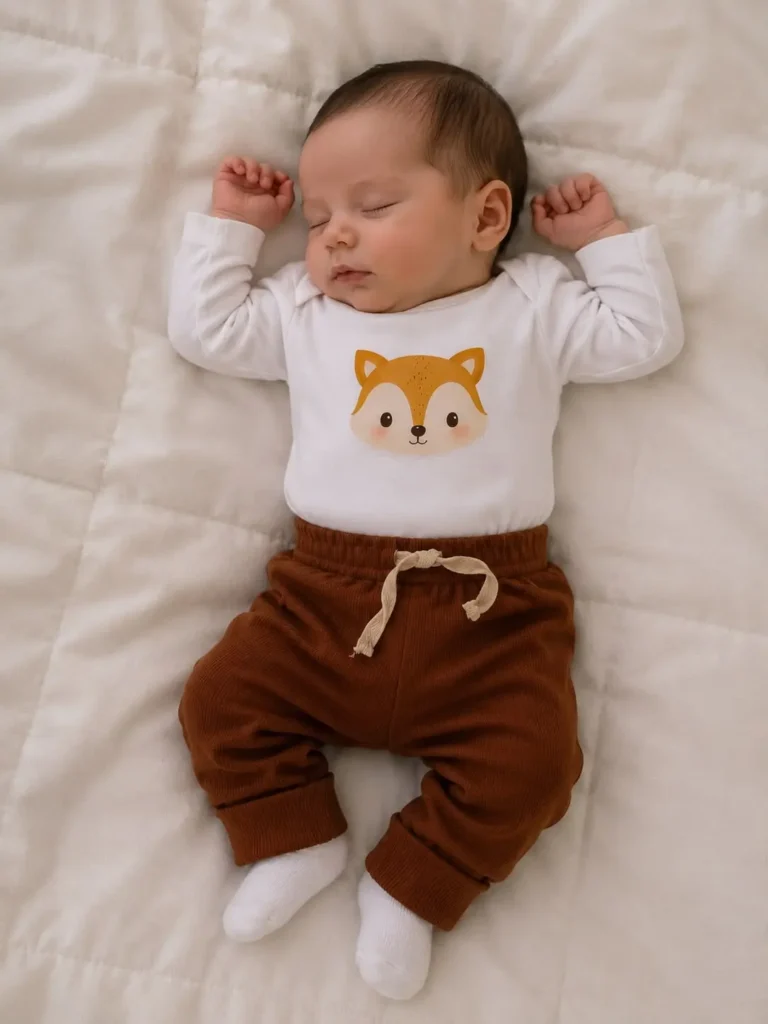 Conjunto body y pantaloncito blanco y marron