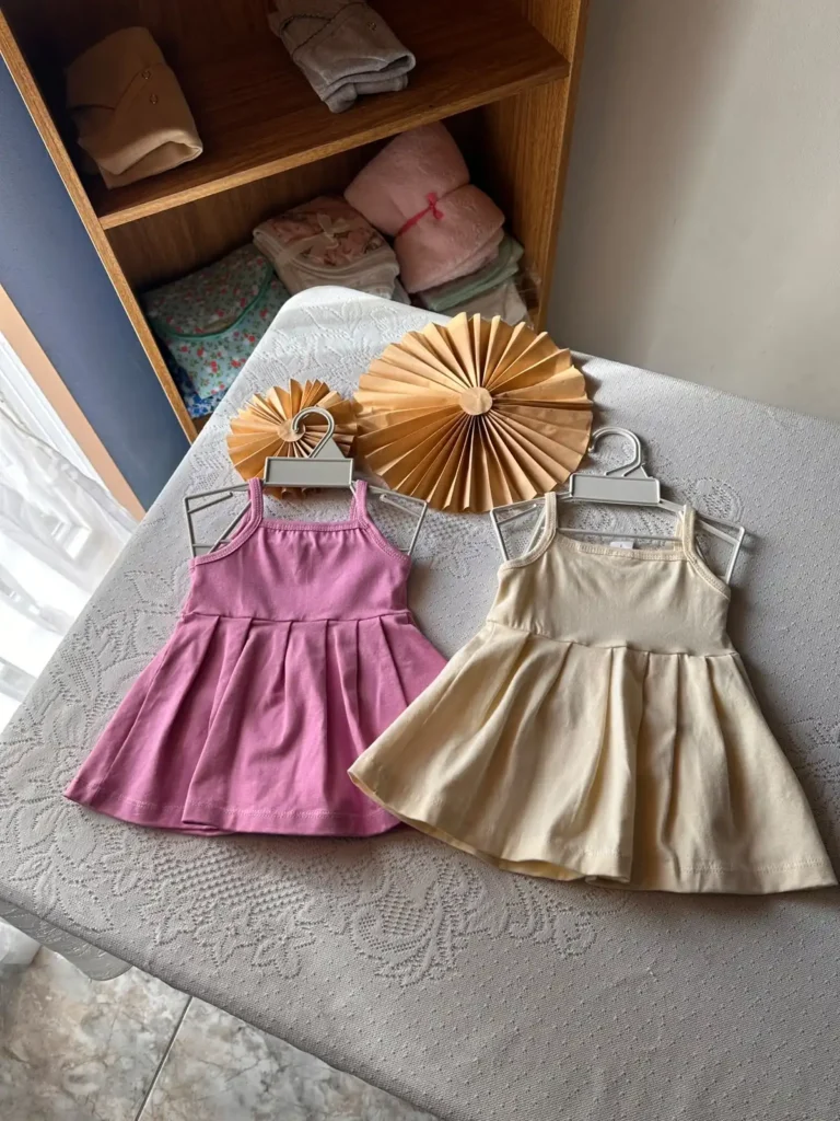 Vestidito de Algodon de Nena Lila y Crudo